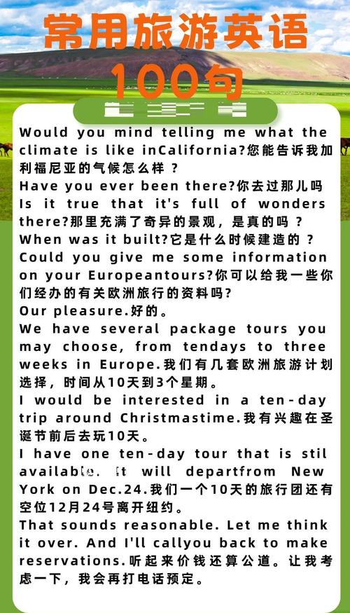 常用英语口语(国外旅游常用英语口语)